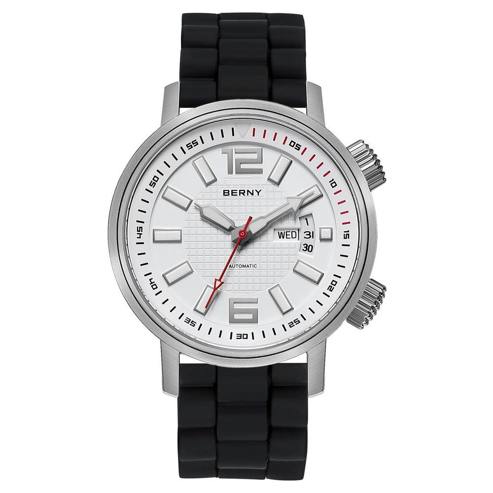 BERNY Men's Automatic Dive Watch Sports Silicone Strap Waterproof 20ATM Sapphire Glass Scratch-Resistant Super Luminous