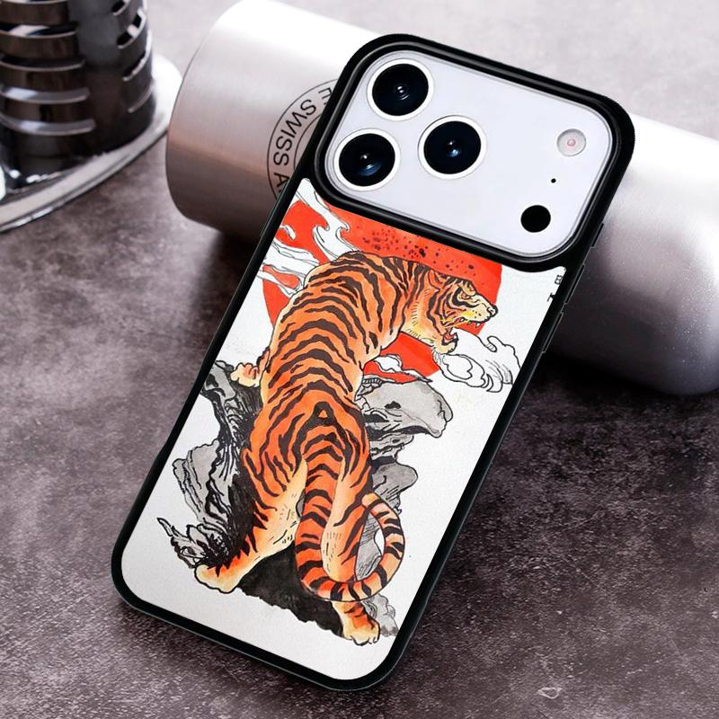 Japanese Tiger Phone Case for iPhone 17 16 15 Pro Max Air 14 13 12 11 Plus Shockproof Cover