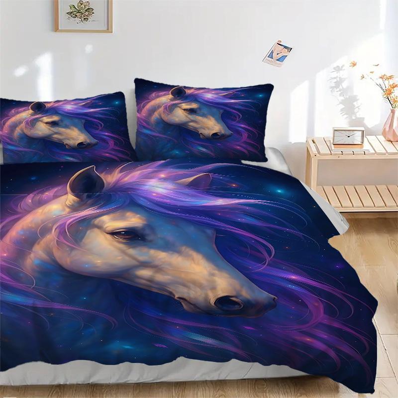 3pcs Celestial Horse Duvet Cover Set -Includes 1 Duvet Cover and 2 Pillowcases, No Quilt Core, All-Season Home Decor  Yy251111143