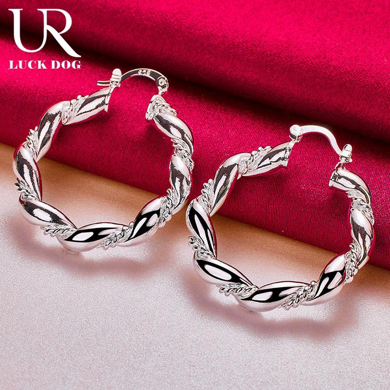 Boucles d'oreilles piercing torsadées en argent sterling 925, bijoux de mariage tendance