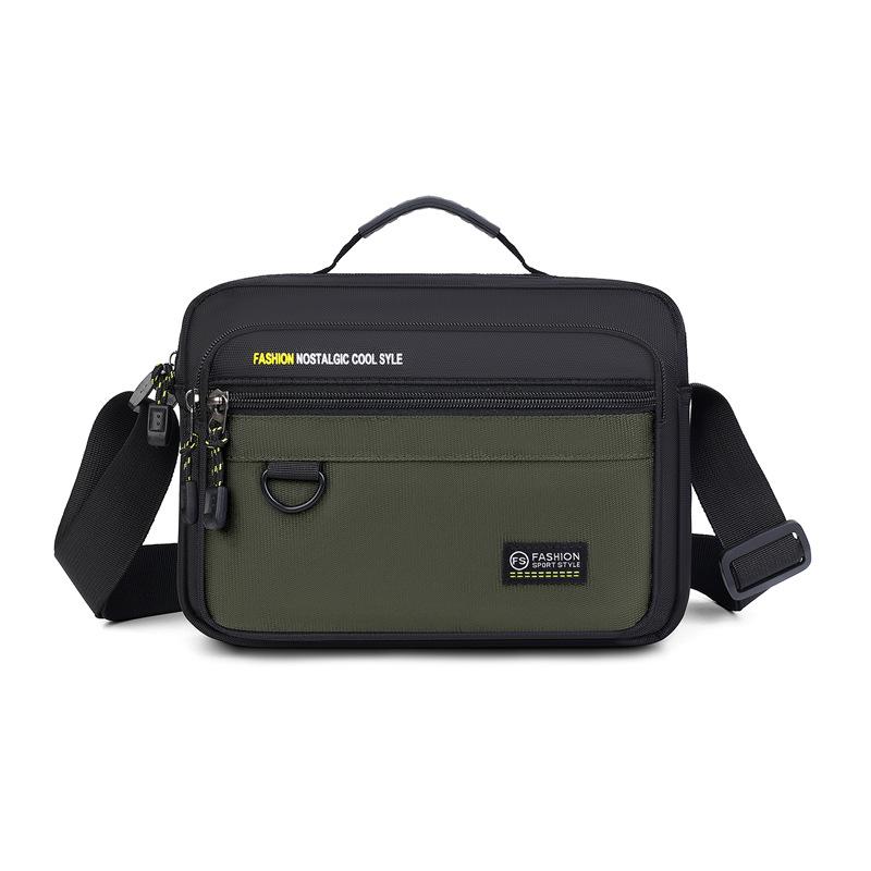 

New casual men s shoulder bag Oxford cloth multi-layer business versatile lightweight handbag messenger bag зелений