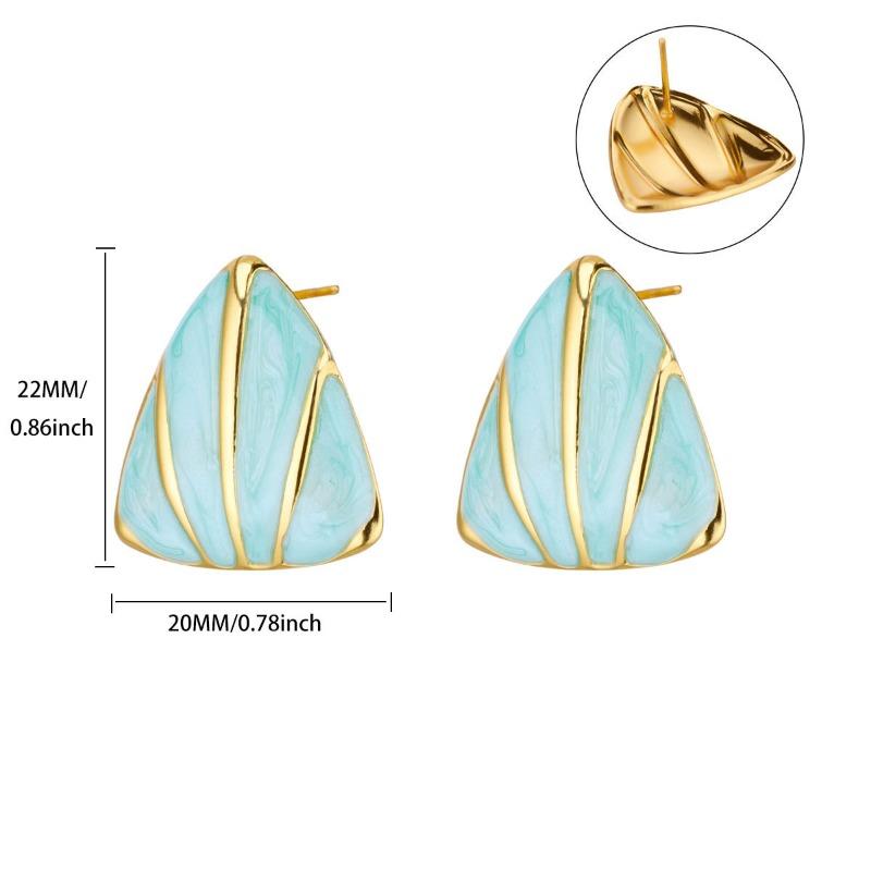 Color Drip Stainless Steel Earrings Triangular Geometry Niche Personality Sweet Wind