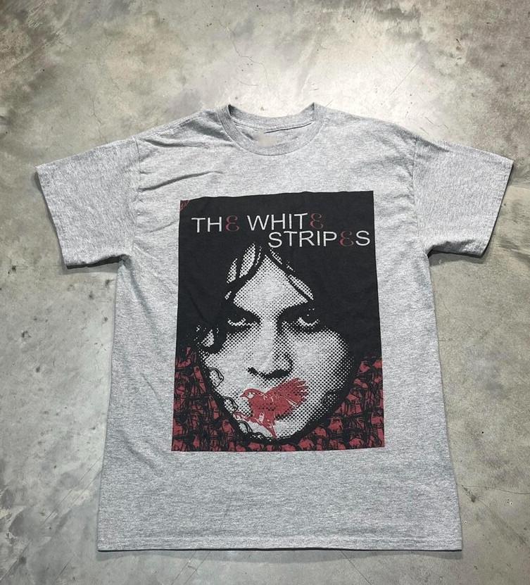 Gray The White Stripes Band Unisex Cotton T-Shirt RS203 XXL