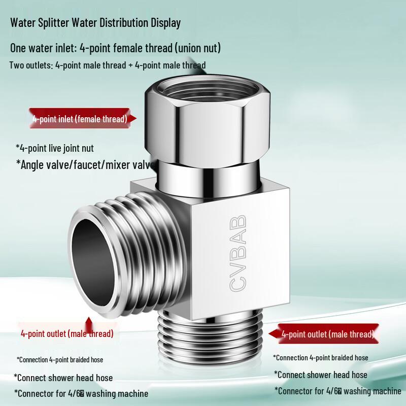 CVBAB Brass 1-in-2-out Toilet T-Adapter Diverter