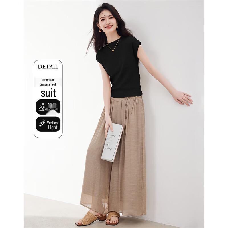 

Women s Sleeveless T-Shirt & Wide-Leg Pants Two-Piece Set M