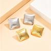 Elegant Geometric Square Candy Stripe Textured Gold-Plated Stainless Steel Earrings
