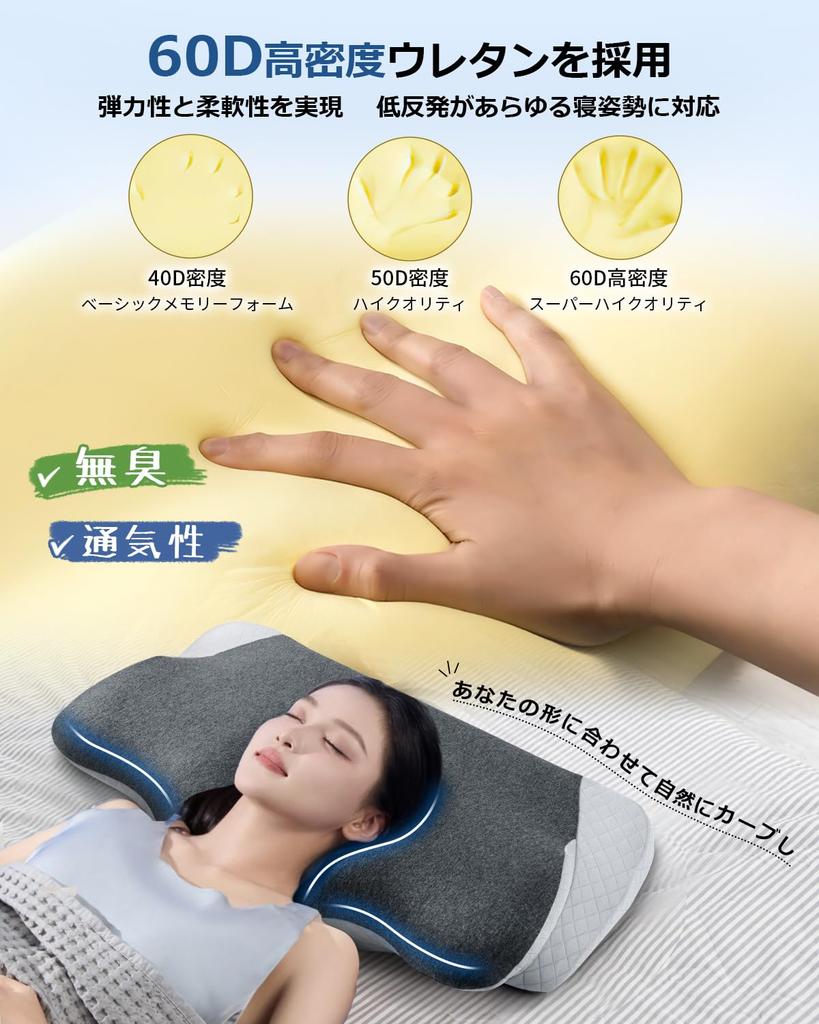 This Memory Foam Pillow Relieves Neck Pain. [Concave Hollow Design for Ear and Back Areas, New Modal Cotton Material, Adjustable Pillow Cover]