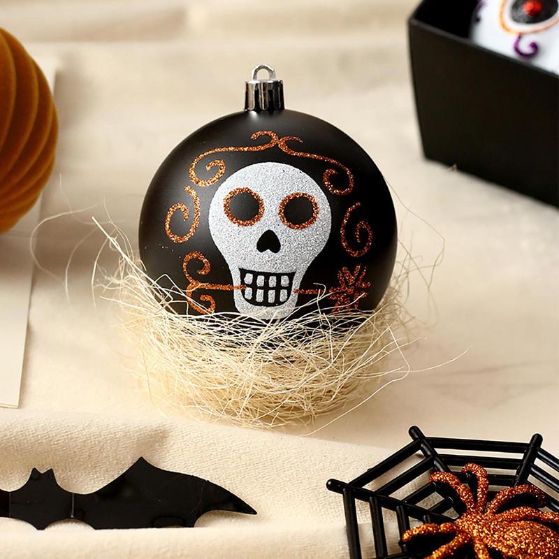 Halloween Ornaments For Tree Halloween Tree Ornaments Skulls & Pumpkins Pattern Ball Decor Portable Halloween Supplies Colorful