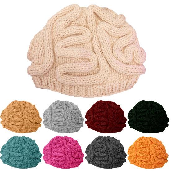 Spoof Horror Brain Knitted Hat Funny Warm Cap Party Headwear Photography Props