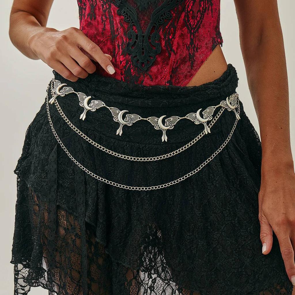 Ingemark Exquisite Creative Butterfly Moon Metal Waist Belts Chain Women Gothic Adjustable Body Chain Halloween Party Jewelry