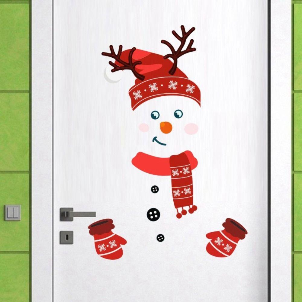 

PVC Christmas Snowman Stickers Graffiti Snowman Door Decal Snowman Refrigerator Sticker Wall Decor