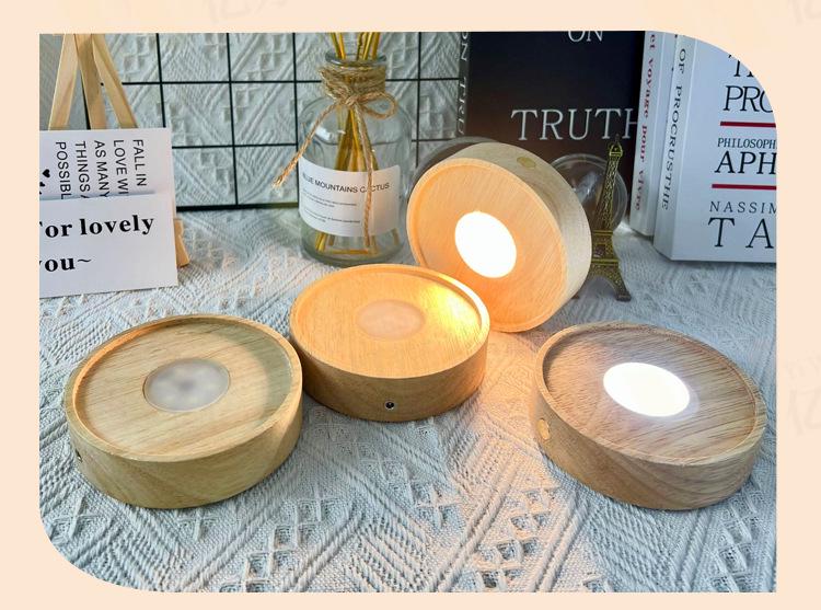 LED-Lit Solid Wood Base DIY Aromatherapy Diffuser with Stone Crystal Ornament