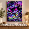 Gengar Custom Name Diamond Painting Personalized 5D Full Drill DIY Diamond Art Home Decor