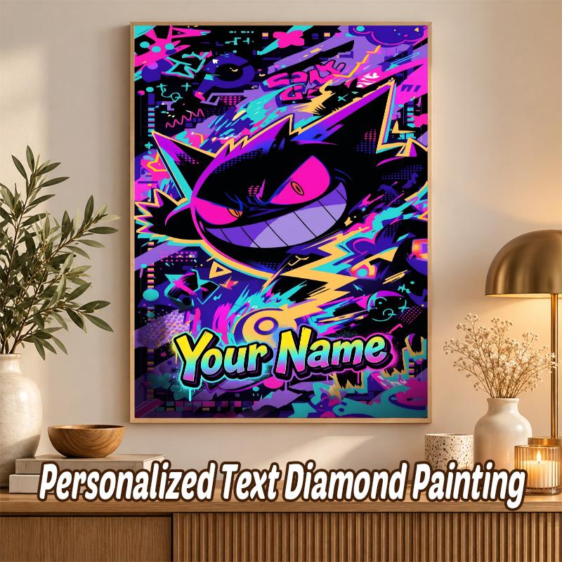 Gengar Custom Name Diamond Painting Personalized 5D Full Drill DIY Diamond Art Home Decor
