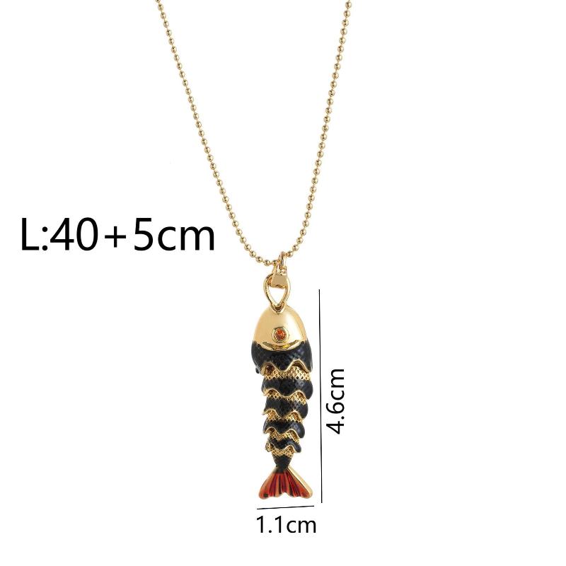 

Summer Ocean Series Colorful Enamel Fish Necklace Personalized Fashionable Stainless Steel Chain Metal Goldfish Jewelry