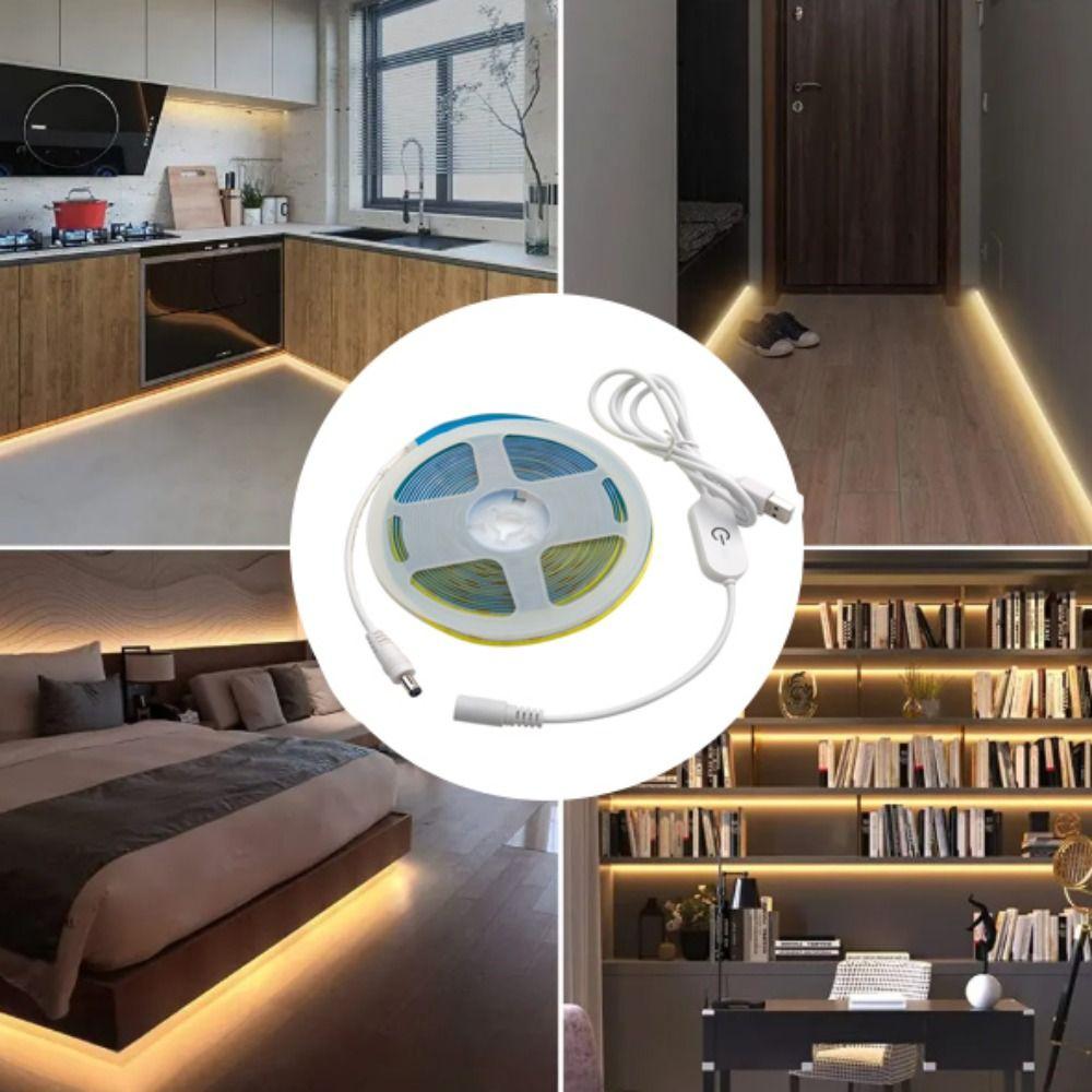 DC 5V LED Under Cabinet Light USB Powered Dimmable Control LED Lights Strip 2835 LED Flexible Tape Smart Dimmer Bedroom Counter