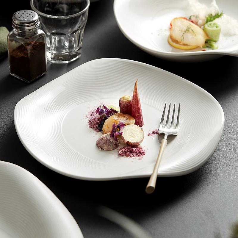 Creative Irregular Shaped White Ceramic Dinner Plates els Tableware Home Use Deep Soup Plates Dinner Utensils Cooking Dishes
