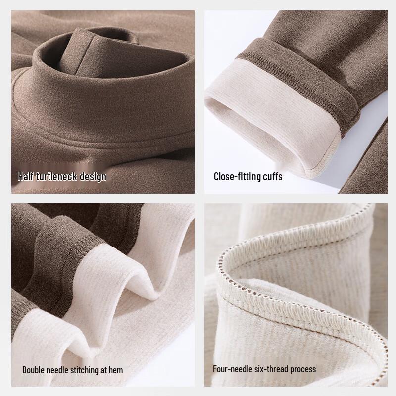 TonLion Men's Fleece-Lined Semi-High Collar Thermal T-Shirt