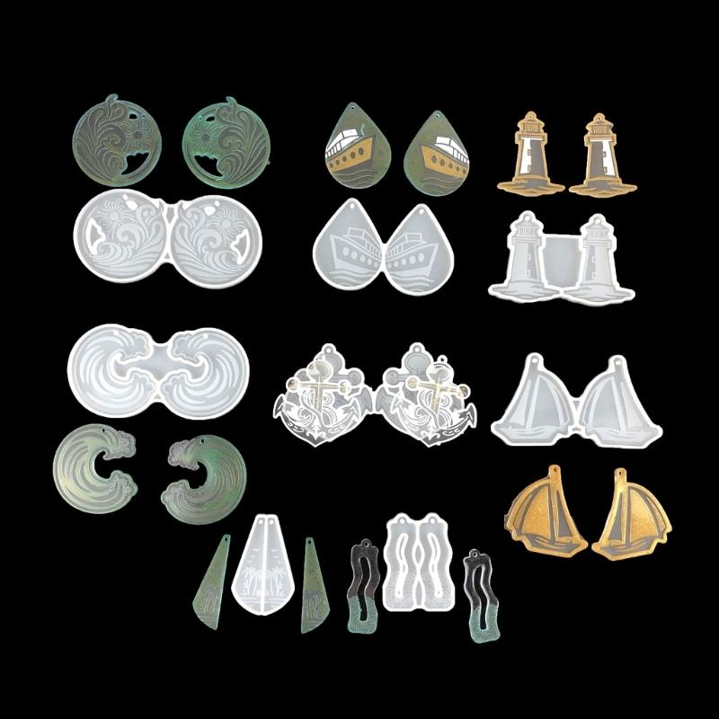 8Pcs Multiple Styles Earrings Silicone Mold Suitable for Epoxy Resin Diy Crafts Ornament Pendant Keychain Jewelry Making
