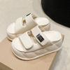 Mote 2024 mote Høye plattformer Damesommerslippers 7,5 cm Kilehæler Slides Søt jente Chunky sandaler Åpen tå Strandflip-flops