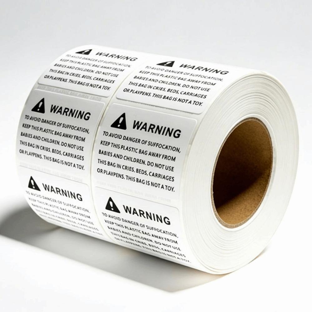 800Pcs Clear Printing Choking Warning Stickers Safety Warning Decals Plastic Packaging Bags