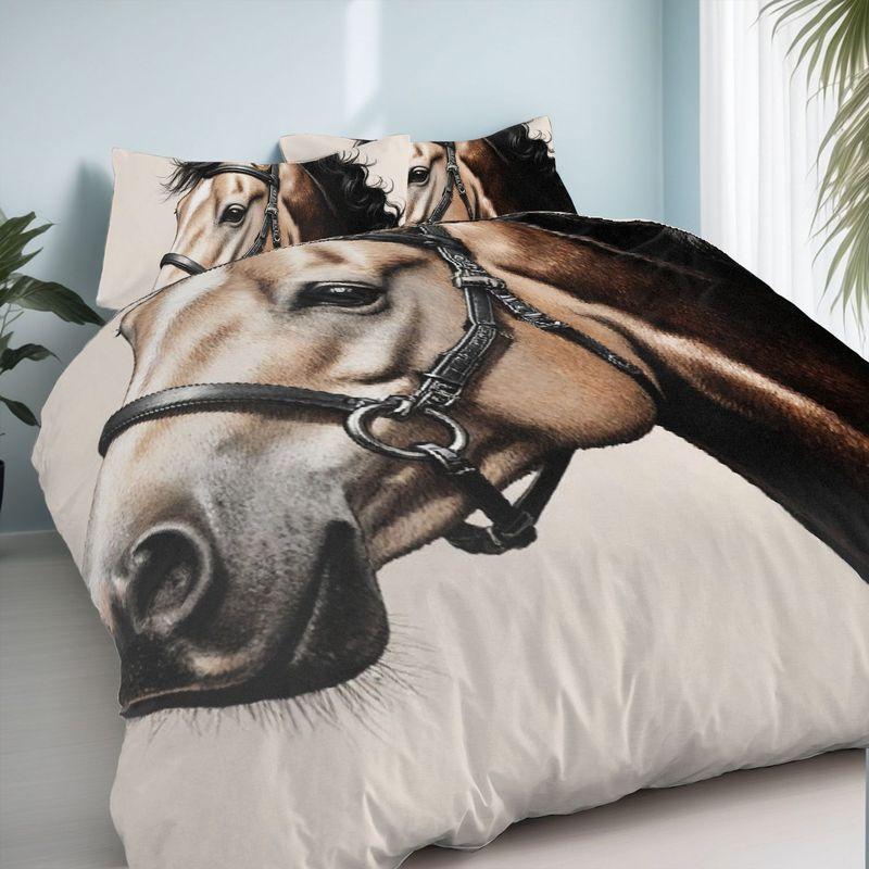 3-Piece Bedding Pillowcase Quilt Cover Set Realistic Style Horse 2D Digital Printing Suitable For Bedroom Dormitory Decoration