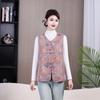 Autumn Retro Frog Button Vest: Elegant Round Neck Top for Middle-aged & Elderly Women