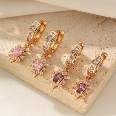 1 Pair Fashion Geometric Shapes Dangle Earrings for Women Cubic Zirconia Jewelry Wedding Party Accessories