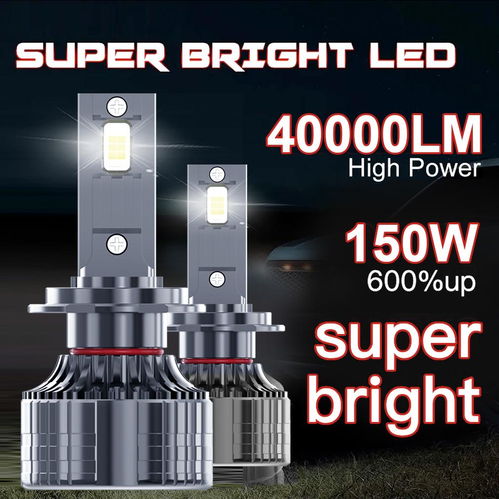 2 szt. 40000LM 150W H1 H4 H7 LED Canbus H8 H11 9005 HB3 9006 HB4 9012 Hir2 Turbo Led żarówki do reflektorów 6000K biała lampa samochodowa podwójna miedziana rura reflektora