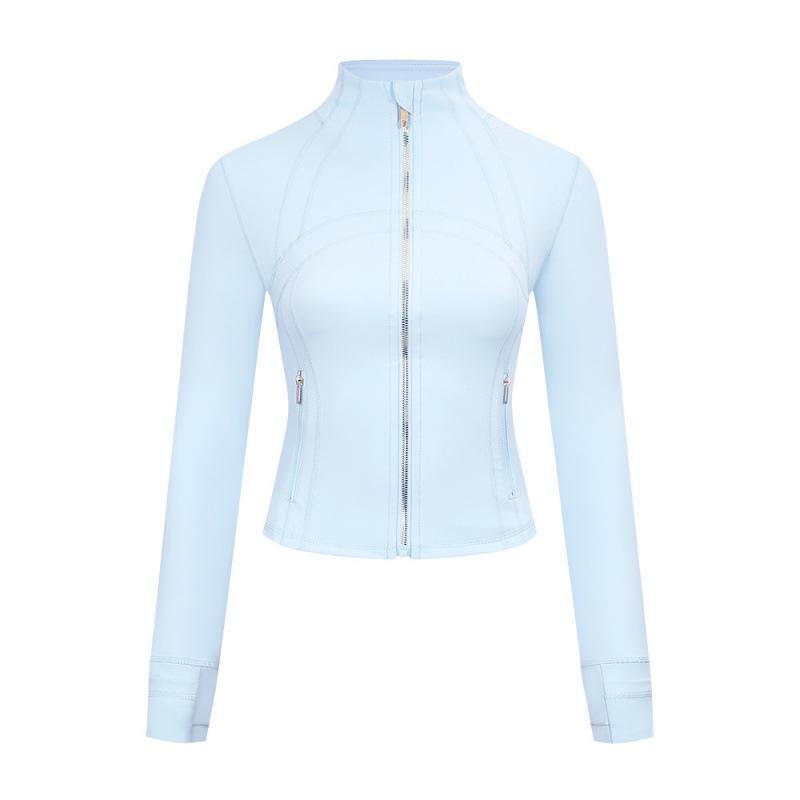 Lulu Logo Slim-Fit Ladies' Stand-Collar Jacket with Gold Zipper, Long-Sleeved Sports Fitness Outerwear