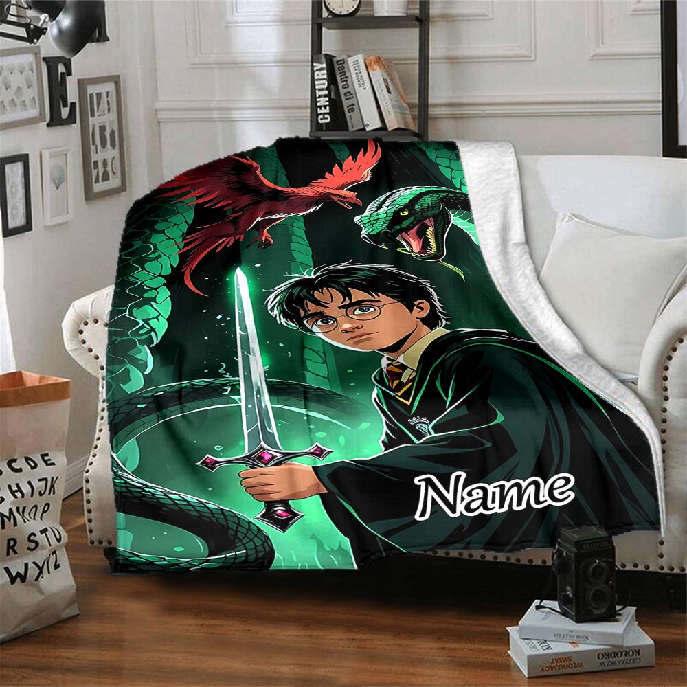 Custom Name Harry Potter Adventure blanket for Couch & Bed, Plush Cozy Fuzzy Blanket Super Soft & Warm Blankets for Fall and Winter. 090863