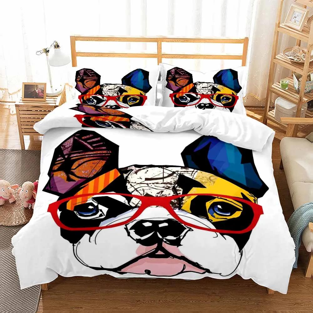 Dog Bedding Set For Child 3d Duvet Cover Sets Home Textile Full Size Ropa De Cama Bedroom Set Beddings 140x210 Bedclothes Pug