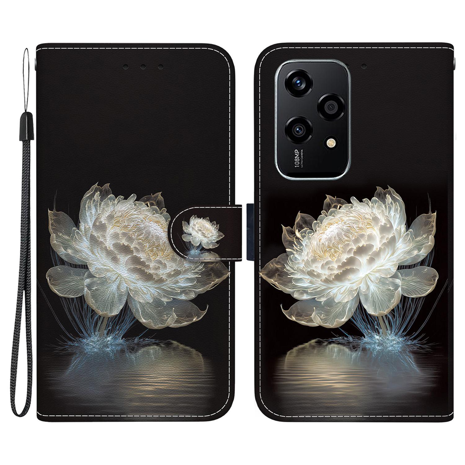 

For Honor 200 Lite Stand Case Pattern Print Leather Wallet Phone Cover Crystal Peony