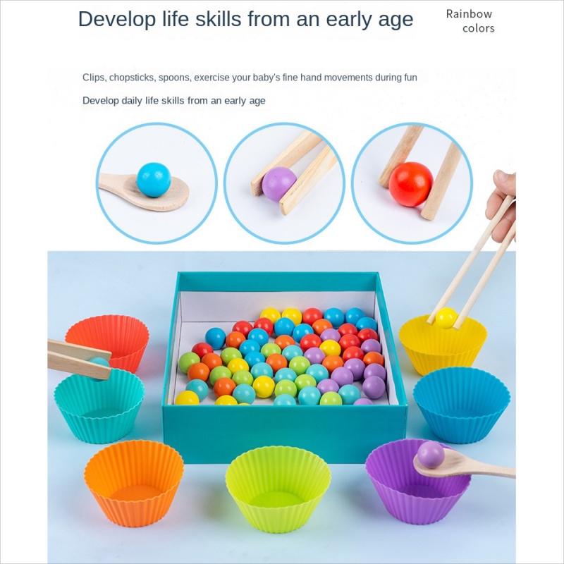 Montessori Math Learning Puzzle For Kids Wooden Bead Counting And Matching Game