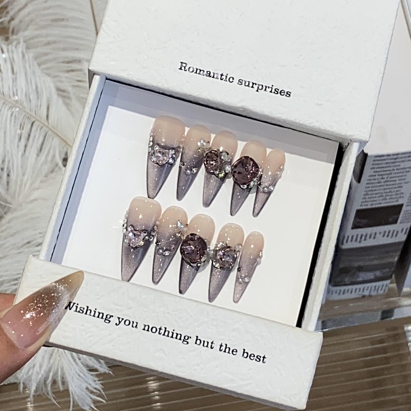 

Violet French Break Diamond Butterfly Love Premium K9 Diamond One Second Heartbeat Nail Patch L