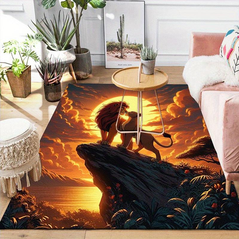 1pc The Lion King Pattern Area Rug Soft Flannel Floor Mat for Living Room,Office,Bedroom and Carpet,Sofa Coffee Table Floor Mat