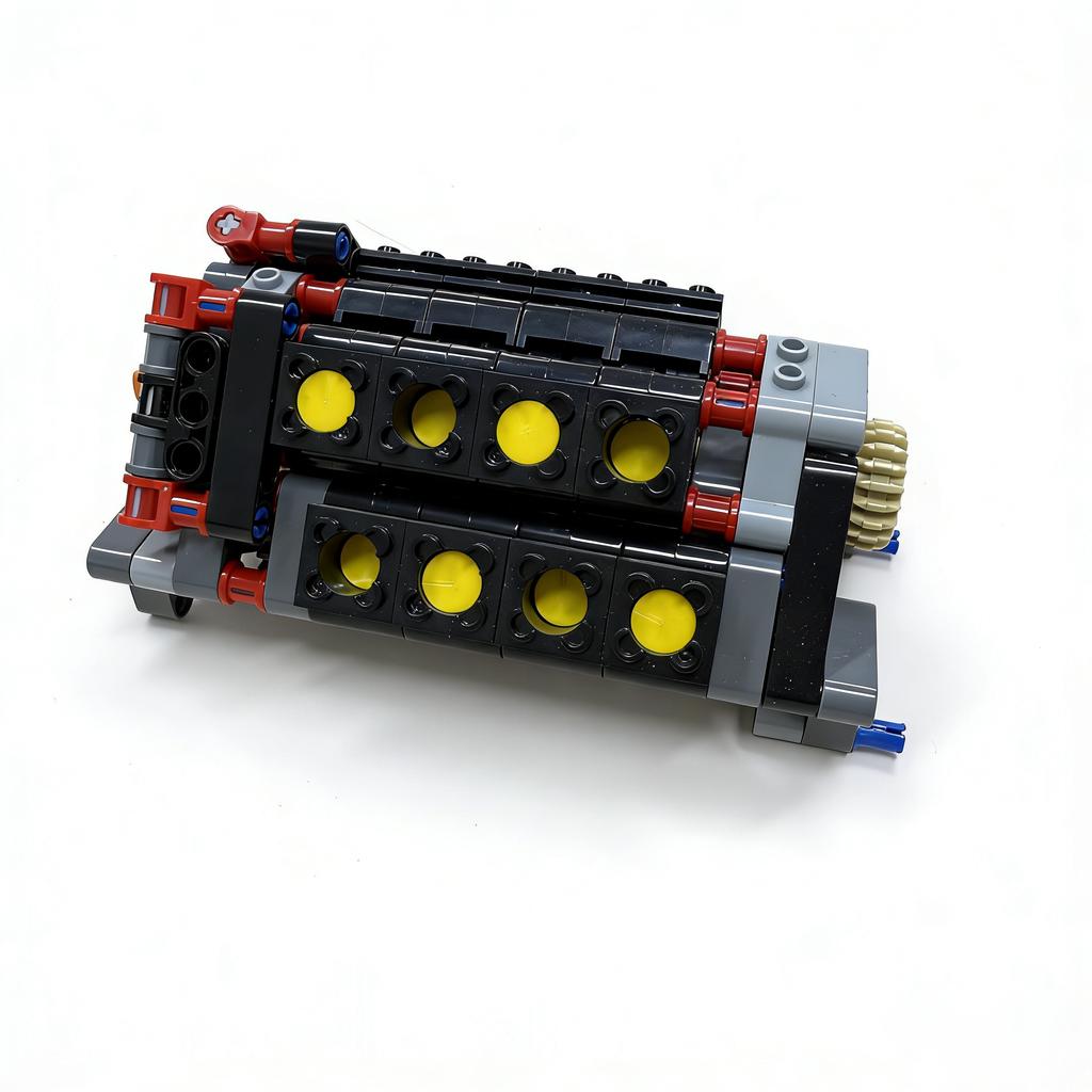 Moc V16 Transparent Building Block Engine Six-Speed Transmission Mechanical Group Kid Model Education Toys Gifts Building Block