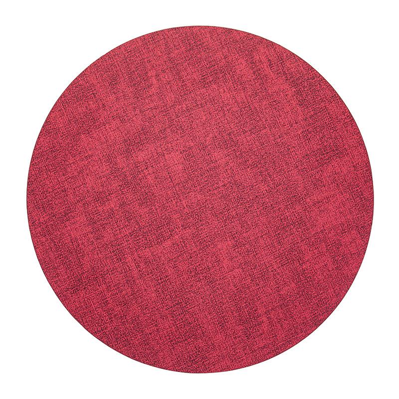 Japanese-style Cloth Pattern Leather Round Dining Table Mat, Double-sided Non-slip and Heat-insulating Dining Mat, Hotel Household Western Dining Mat