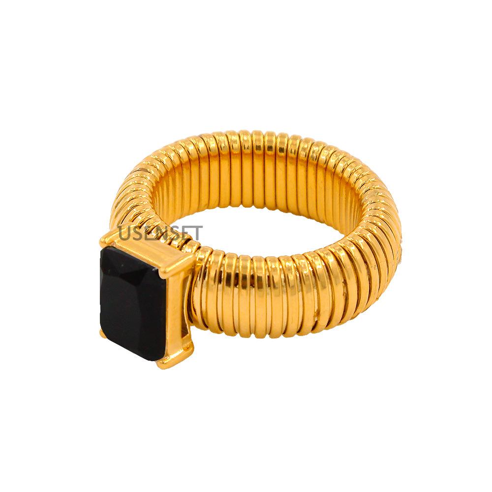 New Personality Luxury Colour Inlay Zircon Elasticity Adjustable Stainless Steel Rings for Women Fashion for Women Jewelry Gifts