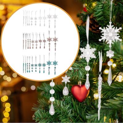 Transparent Snowflake Ornaments Polyacrylate Christmas Tree Decorations Hanging Icicles Pendant for Winter Festive Party