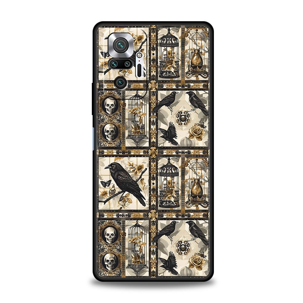 

Raven Crow Skull Pattern Phone Case For Xiaomi Redmi Note 14 13 5G 10 11 12 Pro Plus 4G 14C 13C 12C 10C Black Cover Note 14Pro 5G
