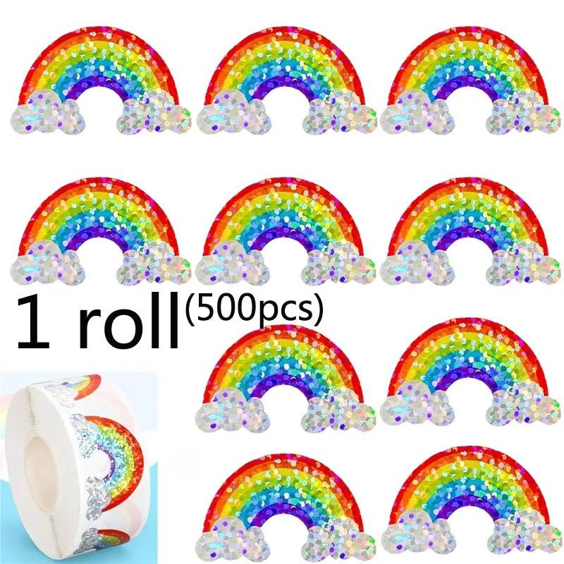 

Laser Colored Rainbow Stickers Christmas Roll Seal Stickers Waterproof Decals for Envelope Journal Decor Birthday Teacher Reward 3cm