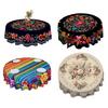 Mexican Floral Tablecloth Round Table Cover with Scalloped Edge Colorful Flower Folk Art Pattern