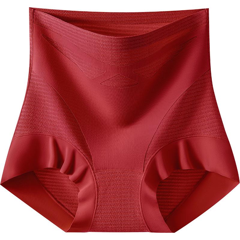 Large Size Women Spring and Summer New Anti Bacterial Crotch High Waist Belly Non - Scratch Hip Plastic Triangle Briefs