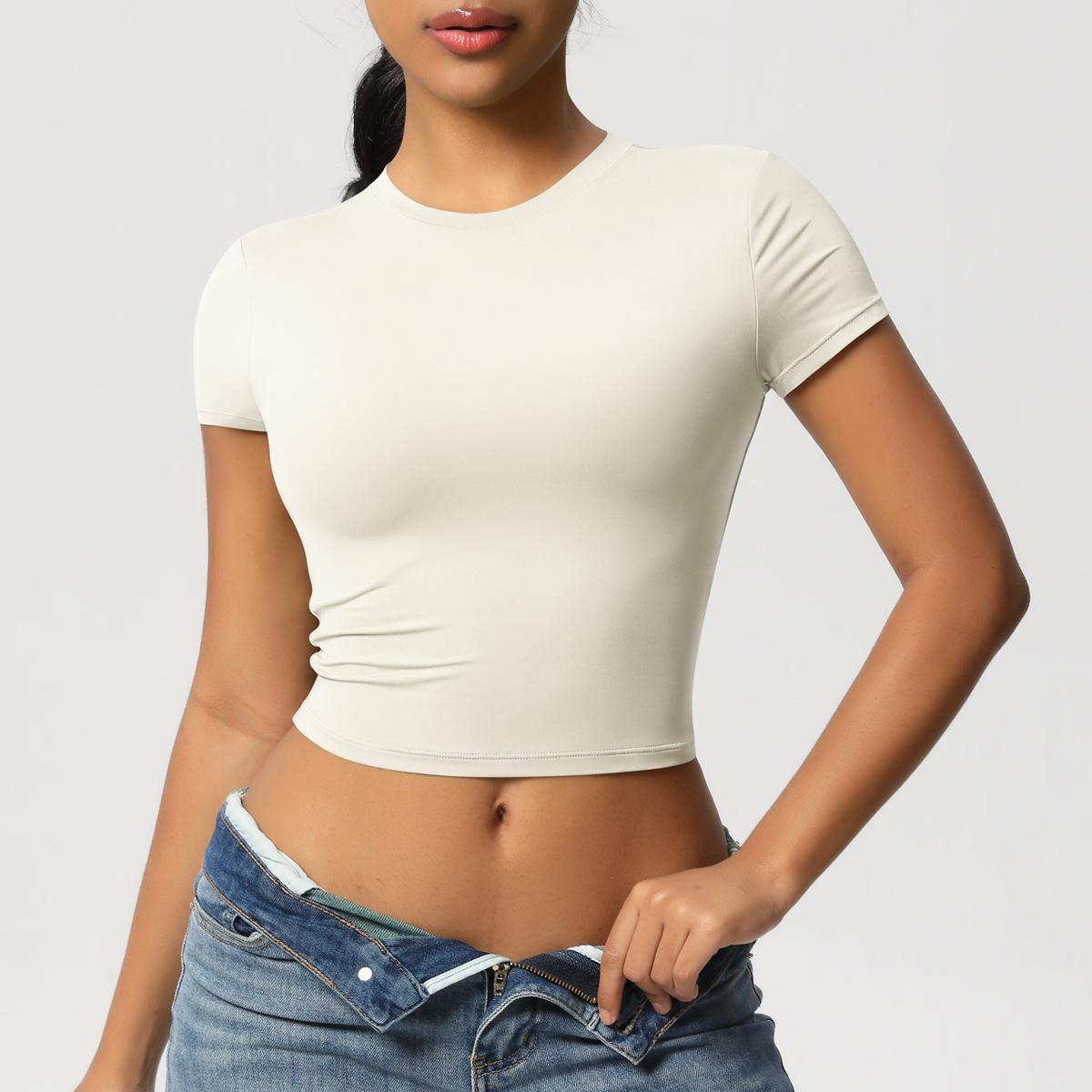 

Женская футболка с коротким рукавом, облегающая, универсальная, для йоги, бега, фитнеса, пилатеса, быстросохнущая XL