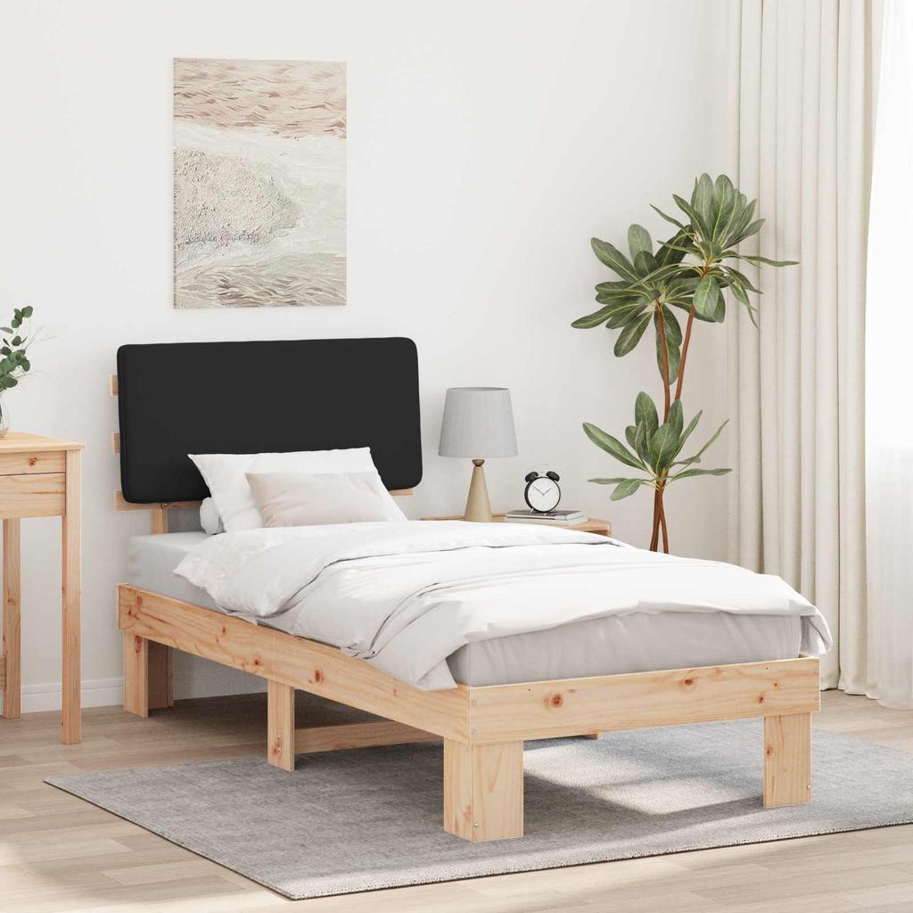 Bed Frame with Padded Headboard Black 90 x 200 cm