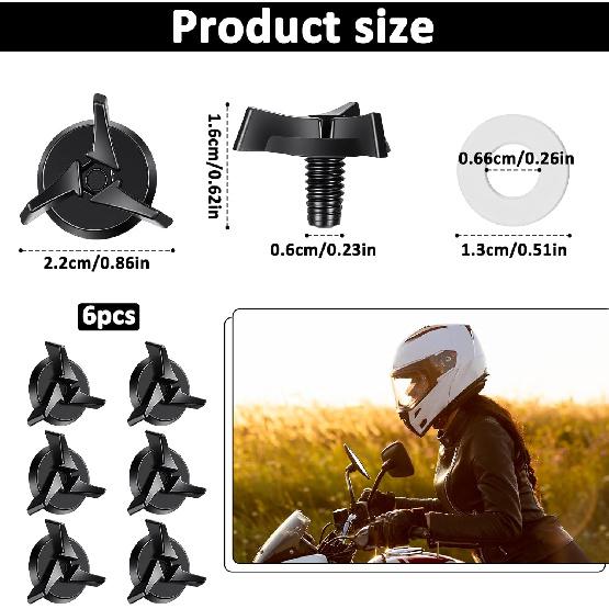 6 PCS Motorcycle Helmet Screws, Motorcycle Helmet Visor Screws with 6 PCS Clear Gasket, Helmets Accessories, Visor Screw Kit (Black)