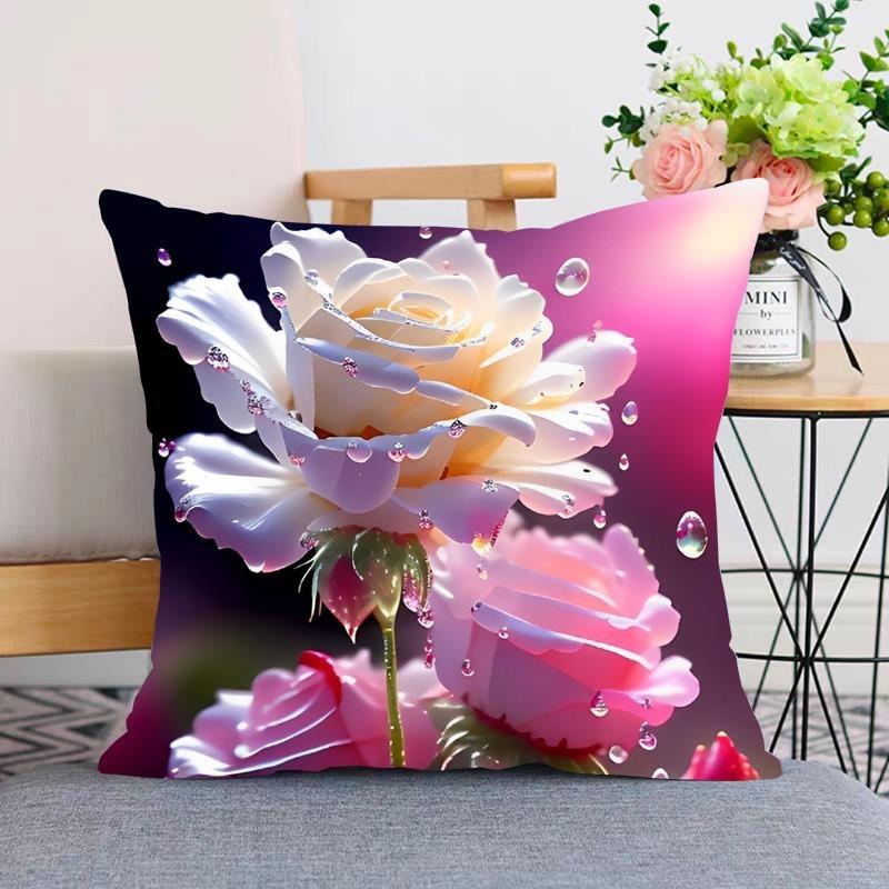 Rose Pillowcase Dormitory Decoration Office Living Room Sofa Home Pillowcase