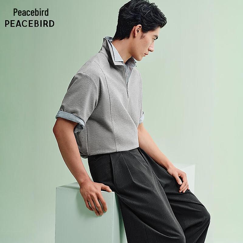 Peacebird Men s Loose Fit Short Sleeve Polo Shirt BACOG222D L