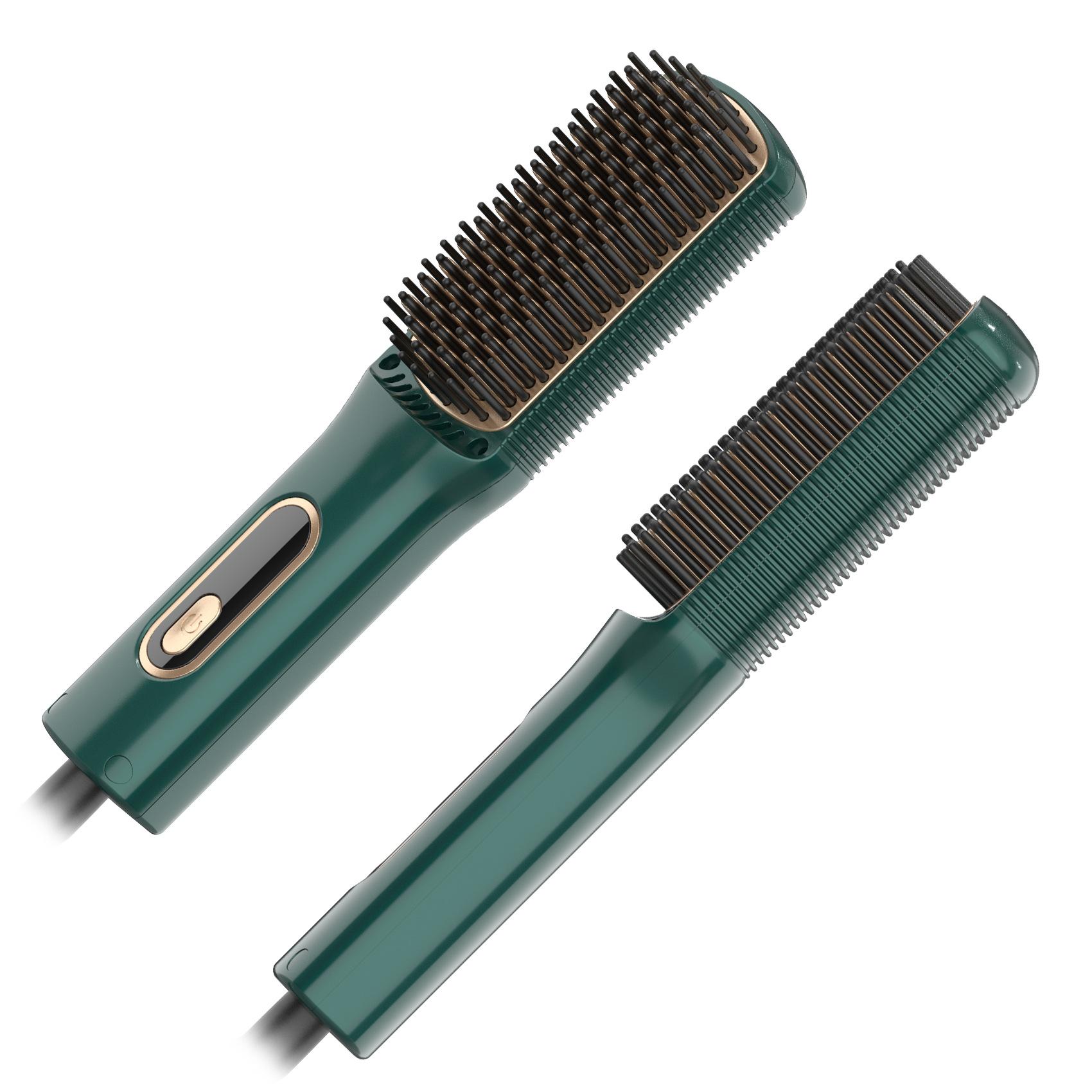 Customized Brand High Temperature Hair Straightener Brush LCD Display Electric Hot Straightener Comb for Home 100-240V